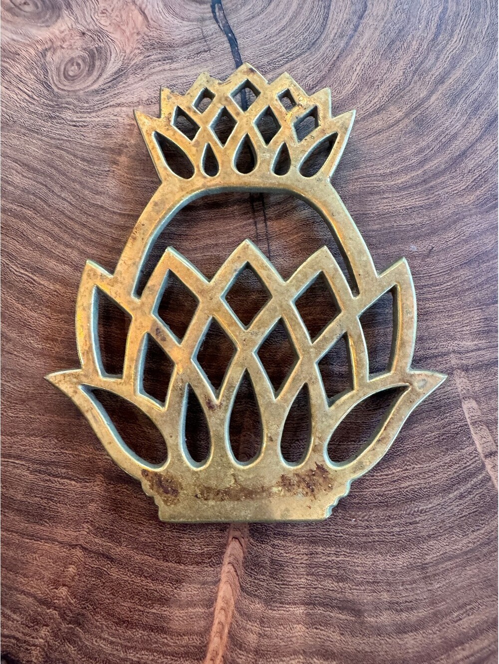 Vintage 1976 Virginia Metalcrafters Brass Pineapple Trivet 10-46